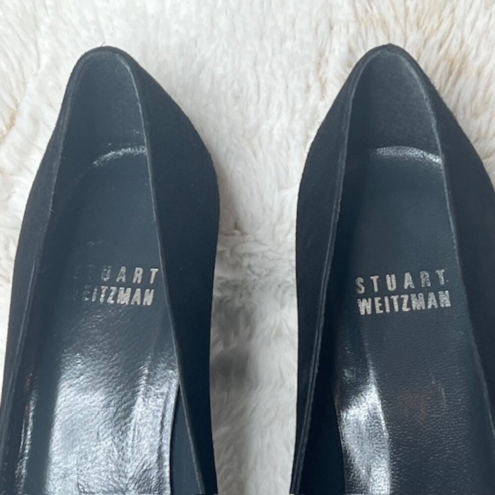 Stuart Weitzman Black Suede Pom-Pom Pumps Size 5M - Picture 6 of 10